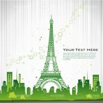 Abstract Cityscape with Eiffel Tower and Sample Text